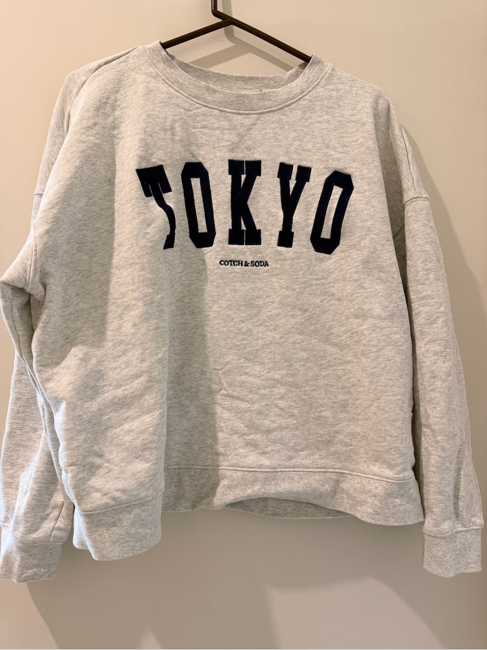Scotch & Soda Light Gray 'TOKYO' Crewneck Sweatshirt with Black Lettering